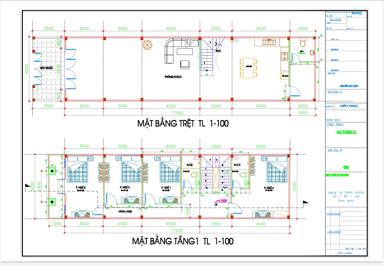 Thiết kế và thi công nhà phố 5x20 - Xây Dựng Kim Anh
