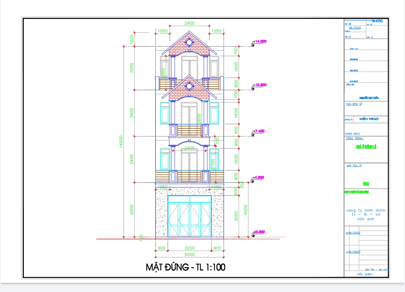 Thiết kế và thi công nhà phố 5x20 - Xây Dựng Kim Anh