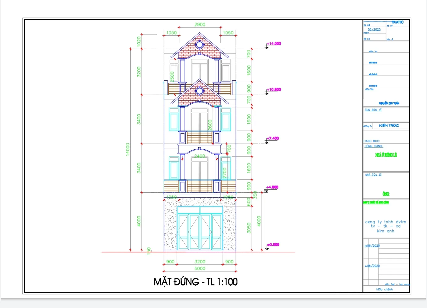 Thiết kế v&agrave; thi c&ocirc;ng nh&agrave; phố 5x20 - X&acirc;y Dựng Kim Anh