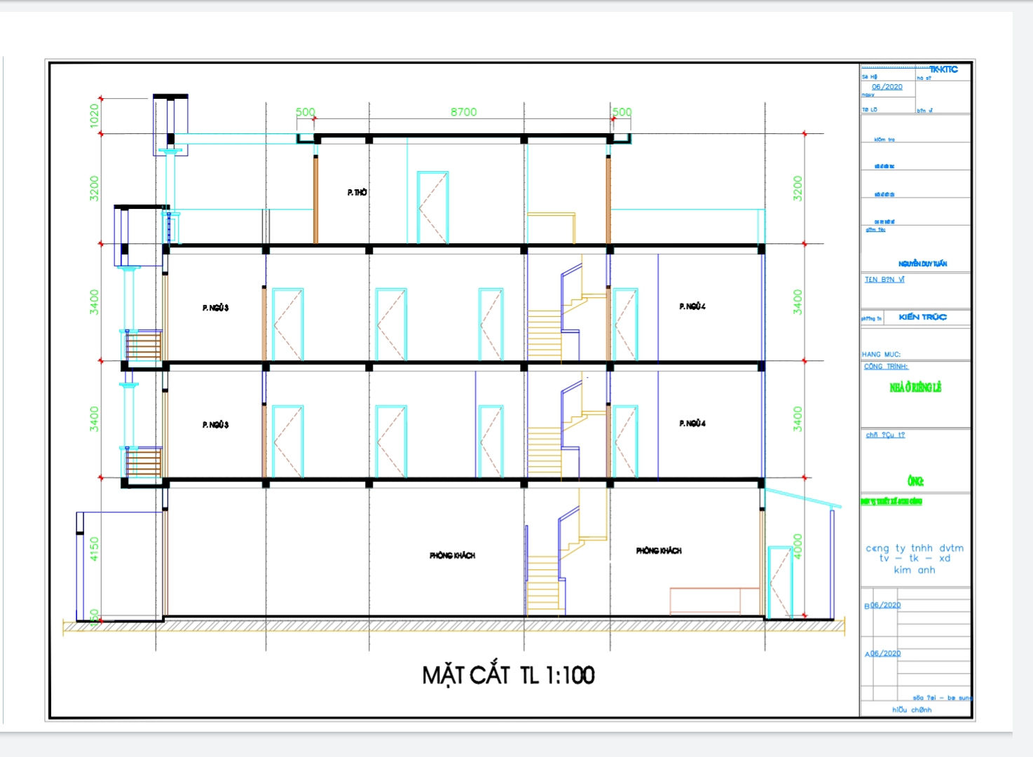Thiết kế và thi công nhà phố 5x20 - Xây Dựng Kim Anh