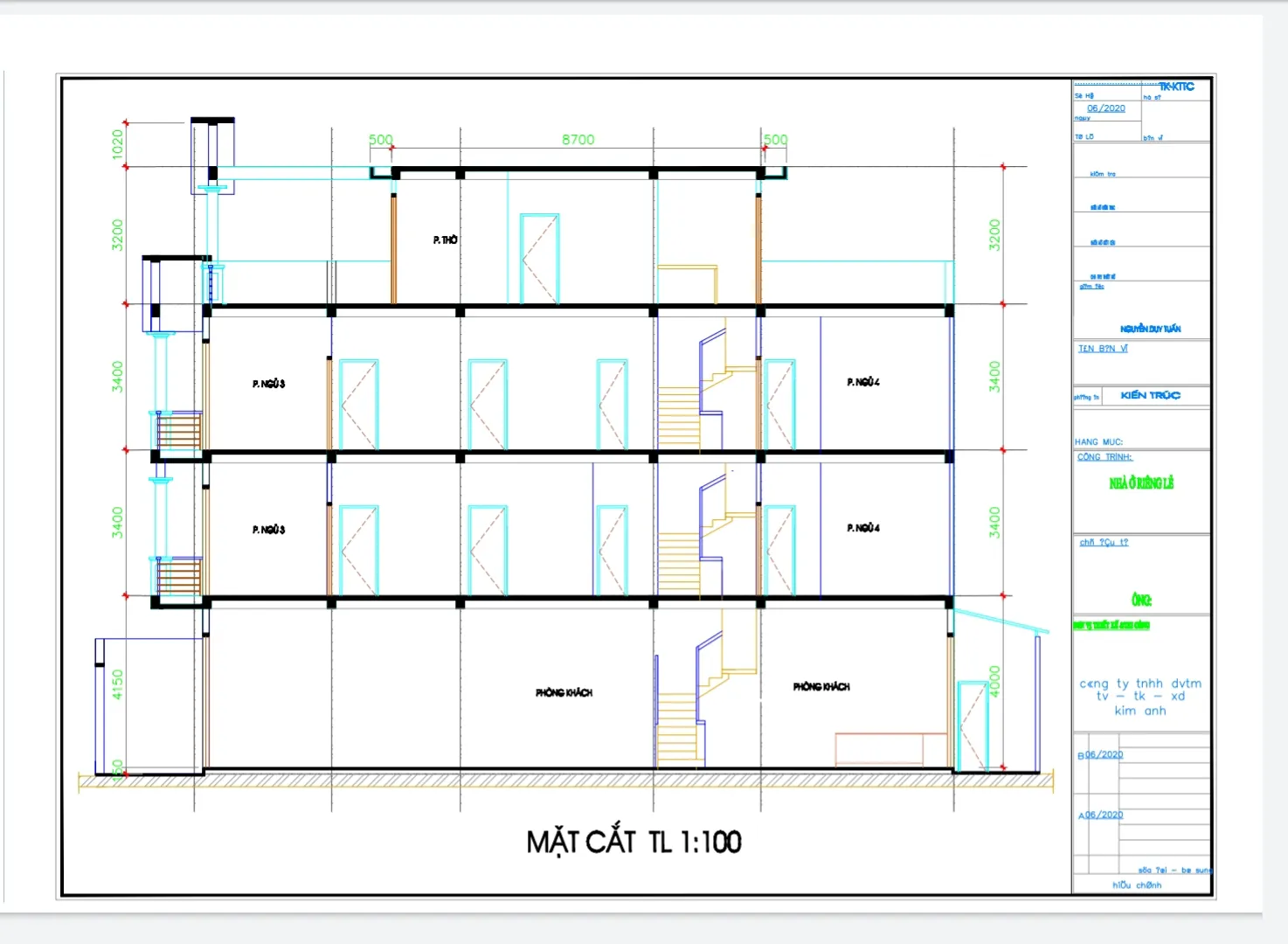 Thiết kế v&agrave; thi c&ocirc;ng nh&agrave; phố 5x20 - X&acirc;y Dựng Kim Anh