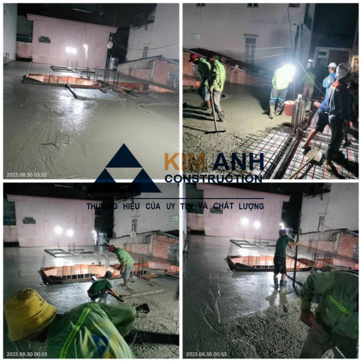 Công đoạn đổ bê tông sàn được thực hiện cẩn thận, đảm bảo chất lượng