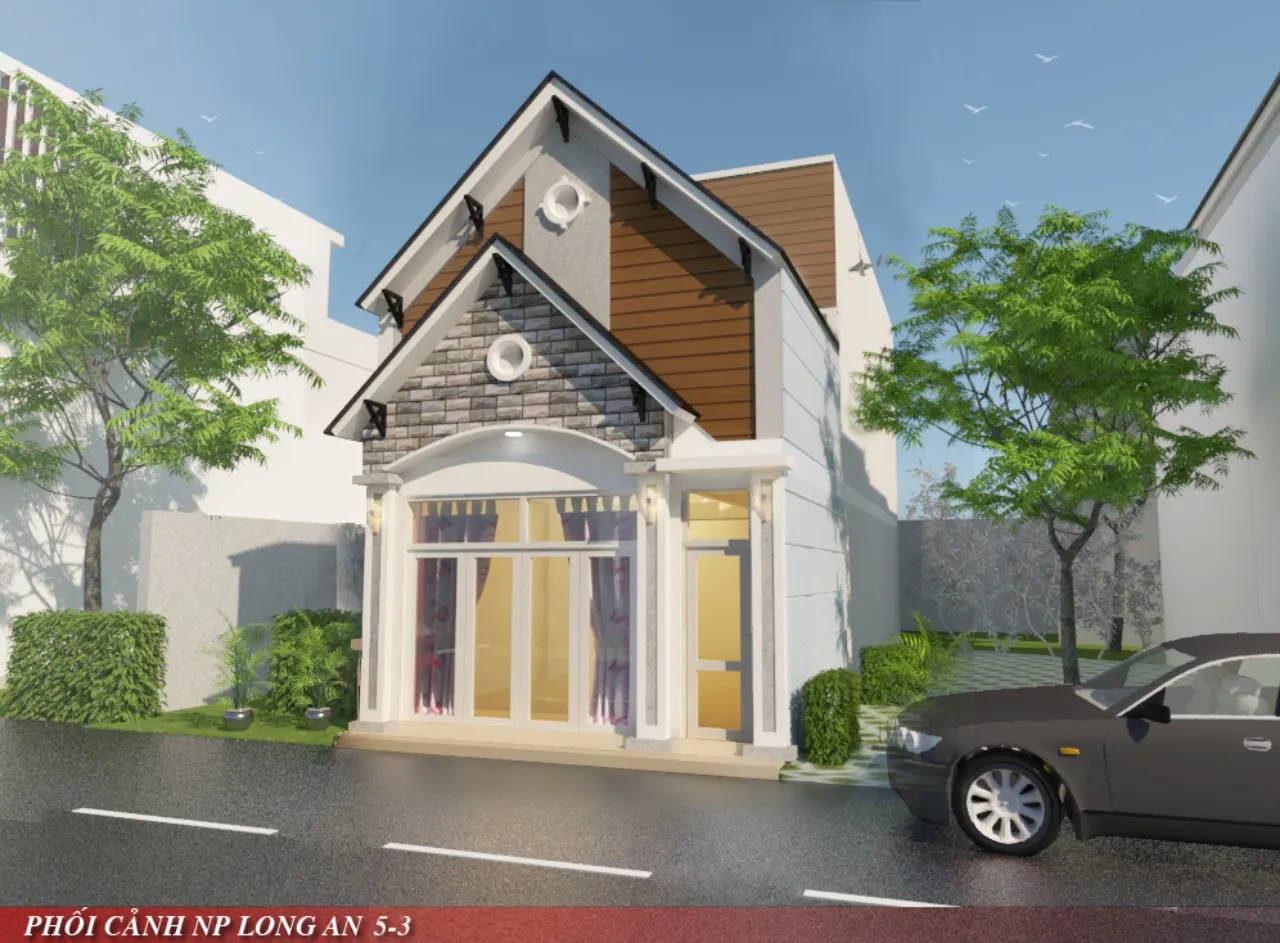 Phối cảnh 3D x&acirc;y nh&agrave; trọn g&oacute;i Cần Giuộc, Long An - X&acirc;y Dựng Kim Anh