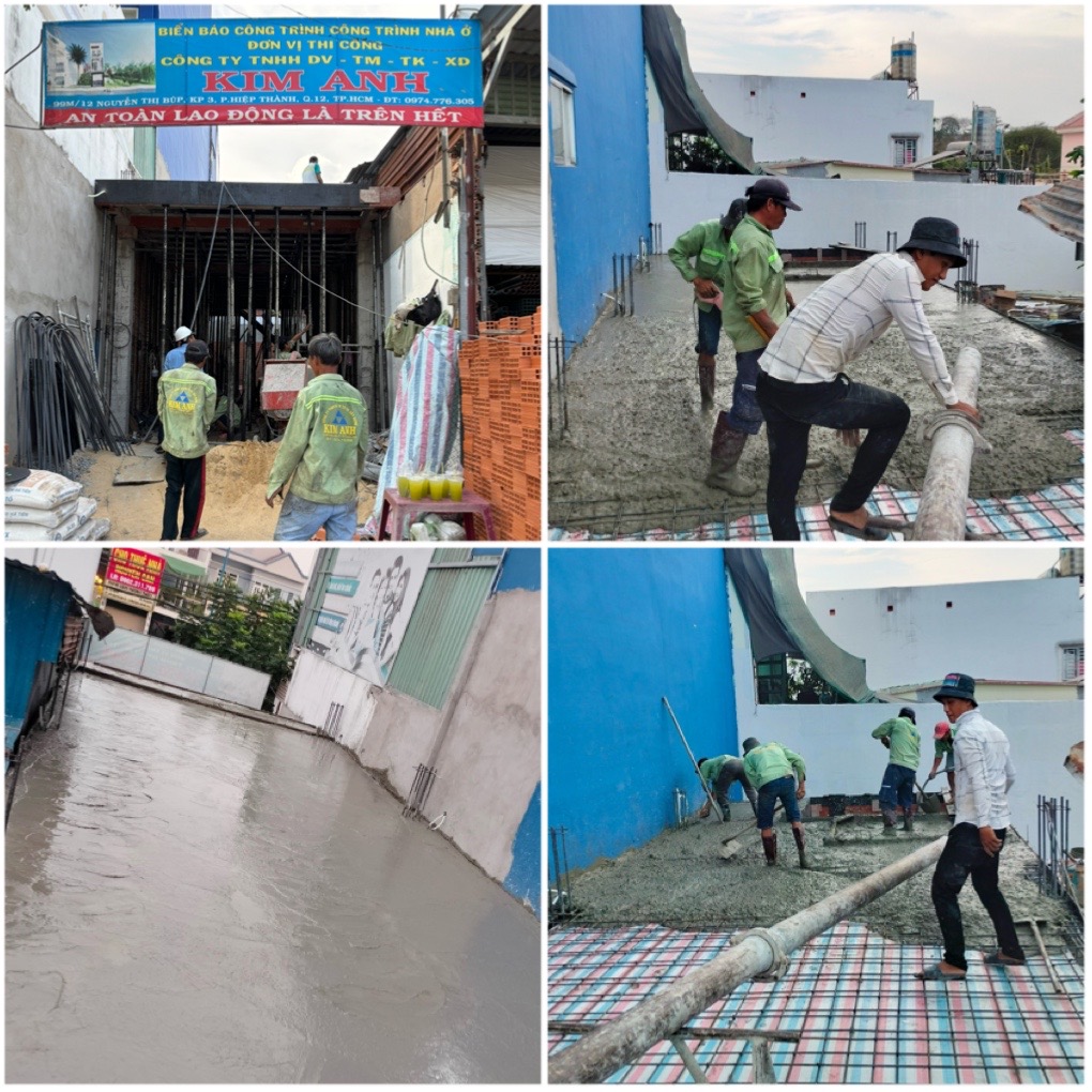 Thi công phần thô (khung BTCT, tường gạch)