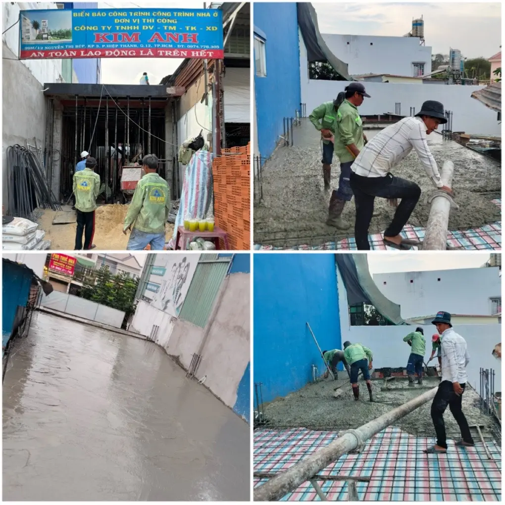 Thi c&ocirc;ng phần th&ocirc; (khung BTCT, tường gạch)