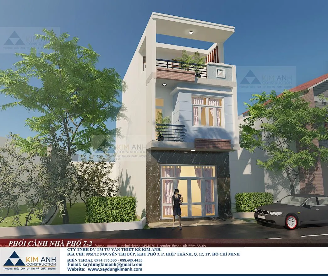 Mẫu nh&agrave; 1 trệt 2 lầu 4x15