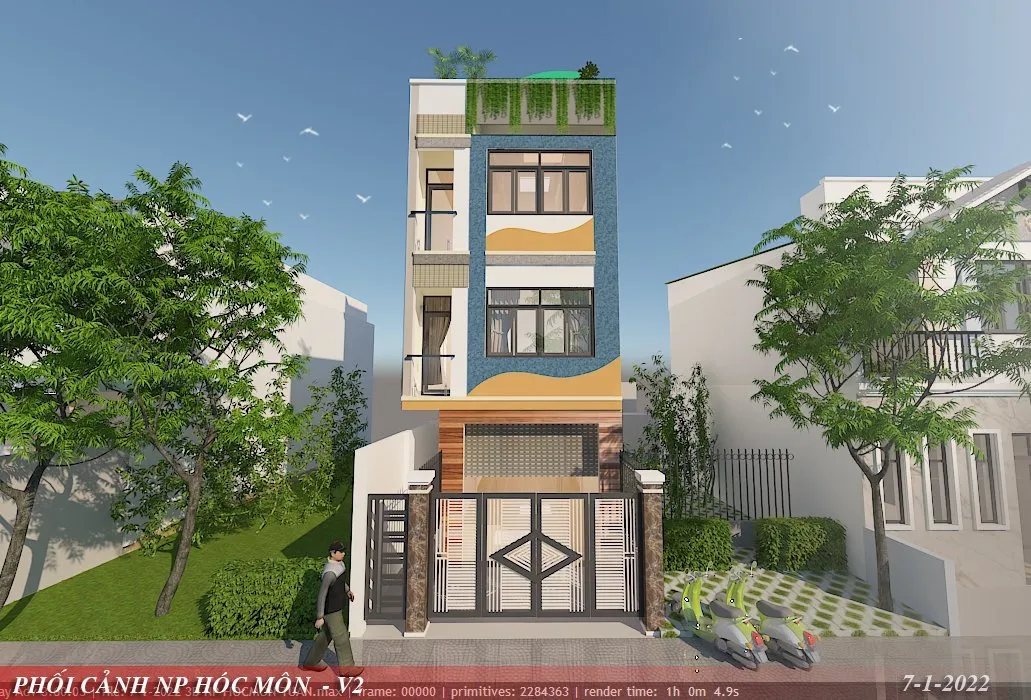 H&igrave;nh ảnh phối cảnh 3D dự &aacute;n nh&agrave; phố H&oacute;c M&ocirc;n - X&acirc;y Dựng Kim Anh.