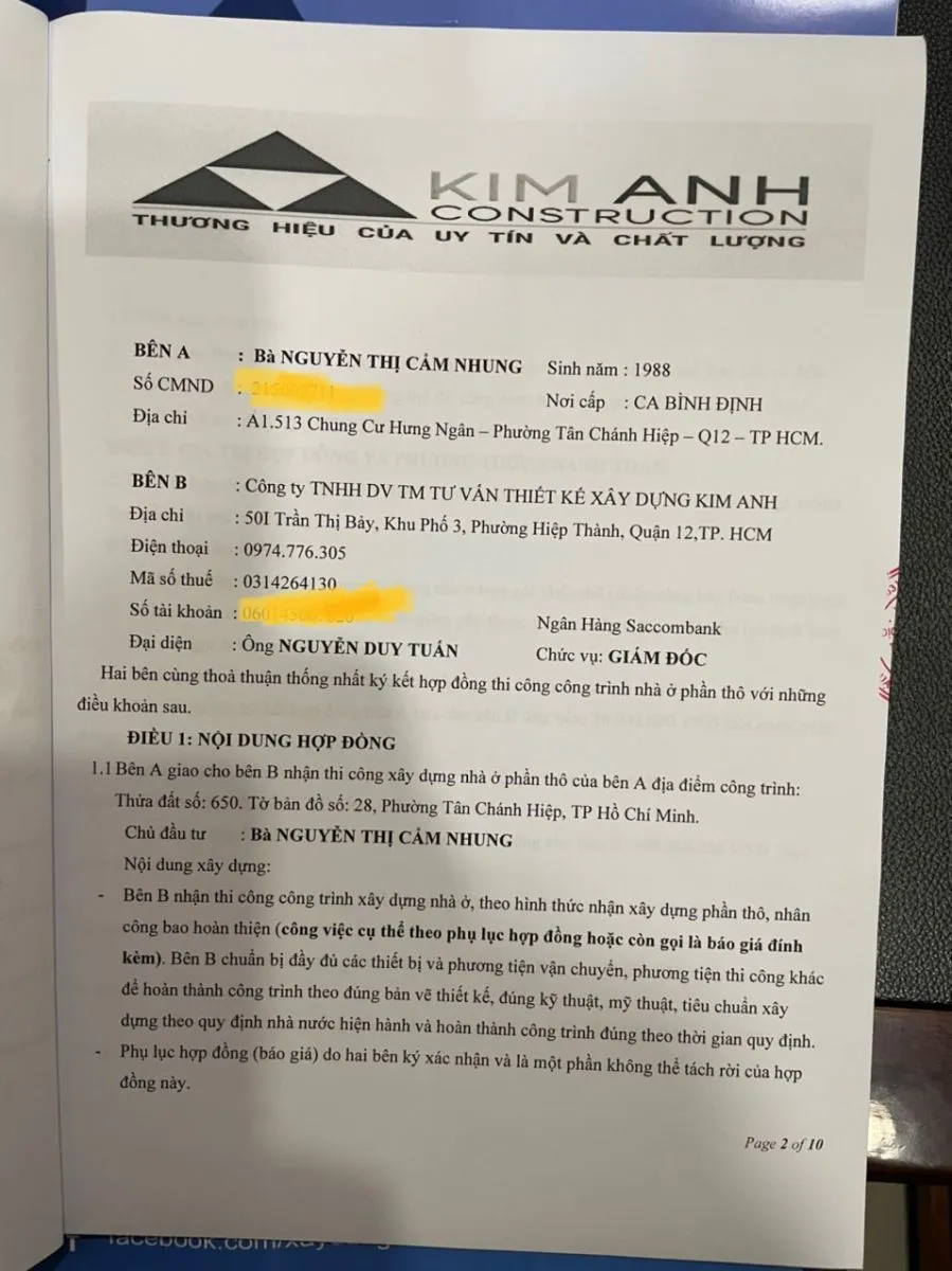 Hợp đồng thi c&ocirc;ng được 2 b&ecirc;n k&yacute; kết