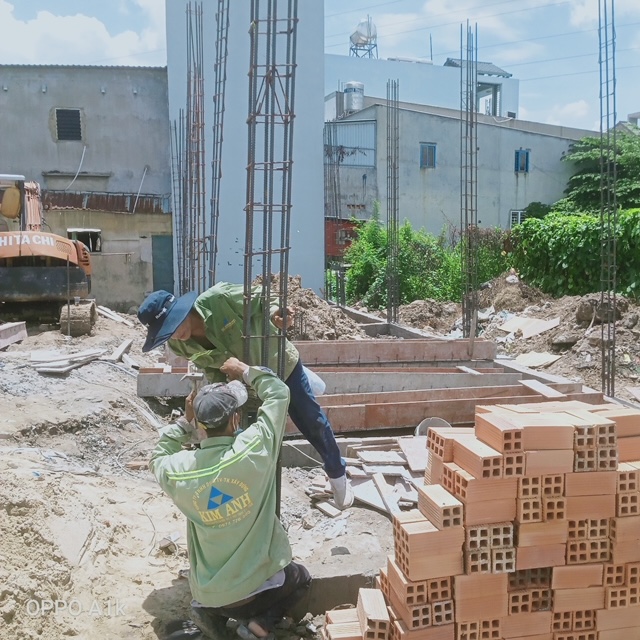Giai đoạn thi công cột sàn trệt nhà phố Q12 - Xây Dựng Kim Anh