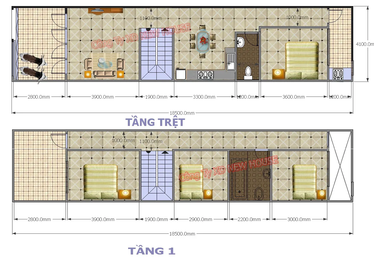 Bản vẽ mặt bằng cải tạo nhà cấp 4 thành 1 trệt 1 lầu tại Thủ Dầu Một