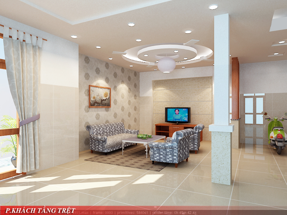 Hình ảnh phòng khách sau hoàn thiện dự án sửa chữa cải tạo tại Củ Chi