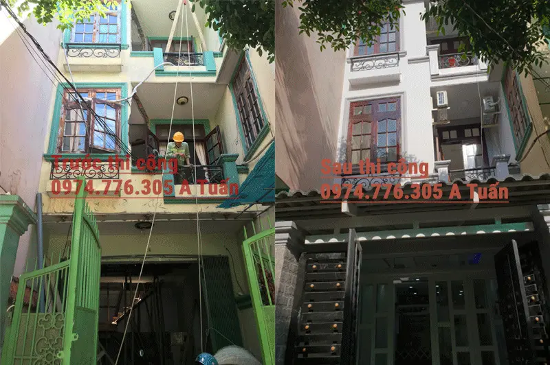 So s&aacute;nh mặt tiền nh&agrave; Chị Nga Trước v&agrave; Sau khi sửa chữa