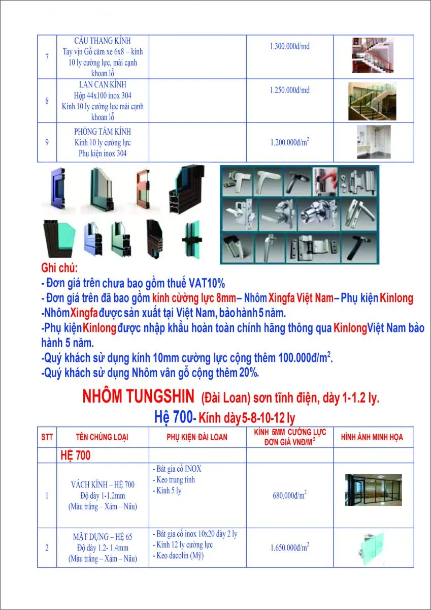 bao gia cua nhom Xingfa