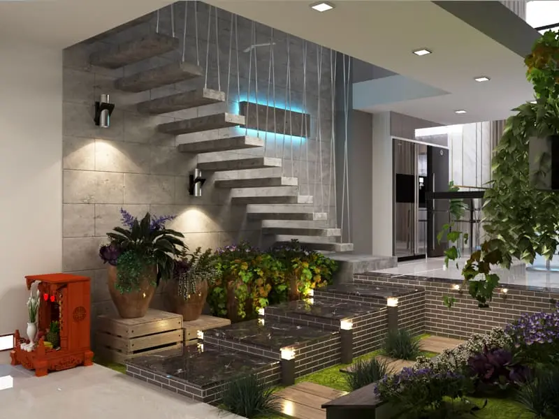 mẫu nh&agrave; c&oacute; giếng trời cuối nh&agrave;