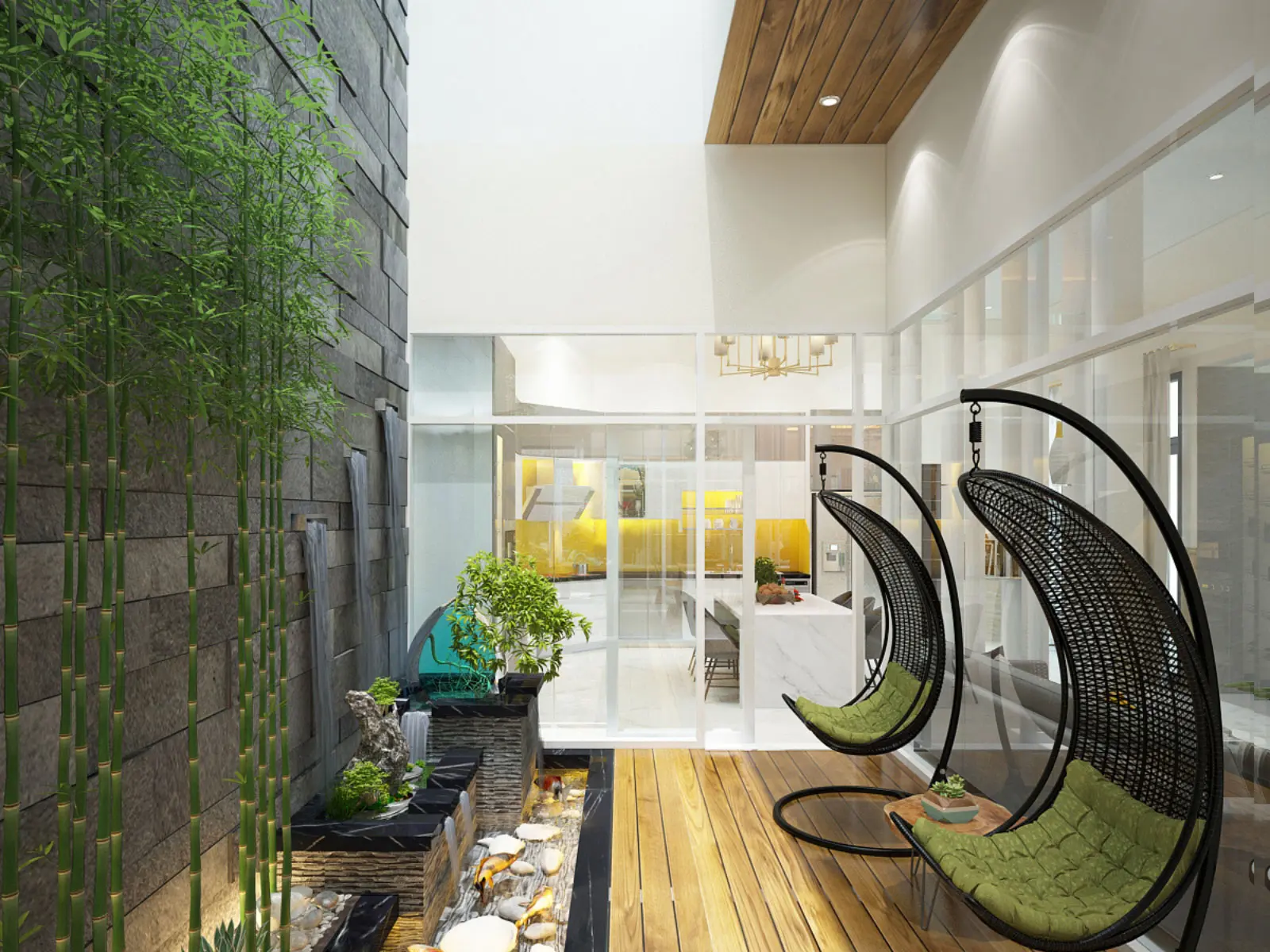 mẫu nh&agrave; c&oacute; giếng trời cuối nh&agrave;