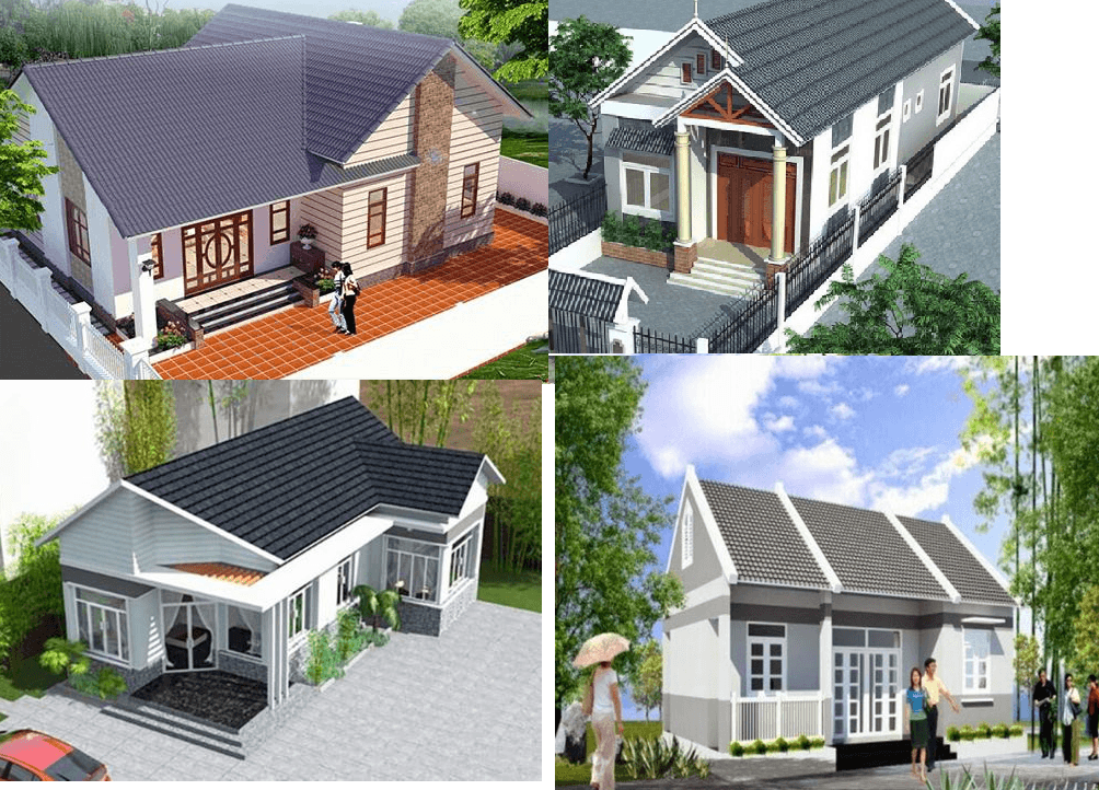 Mẫu nhà cấp 4 mái Thái 3 phòng ngủ với sân vườn rộng rãi