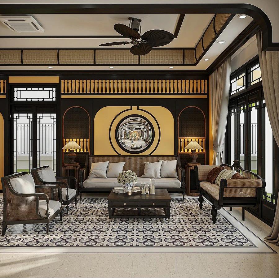 Phòng khách phong cách Đông Dương