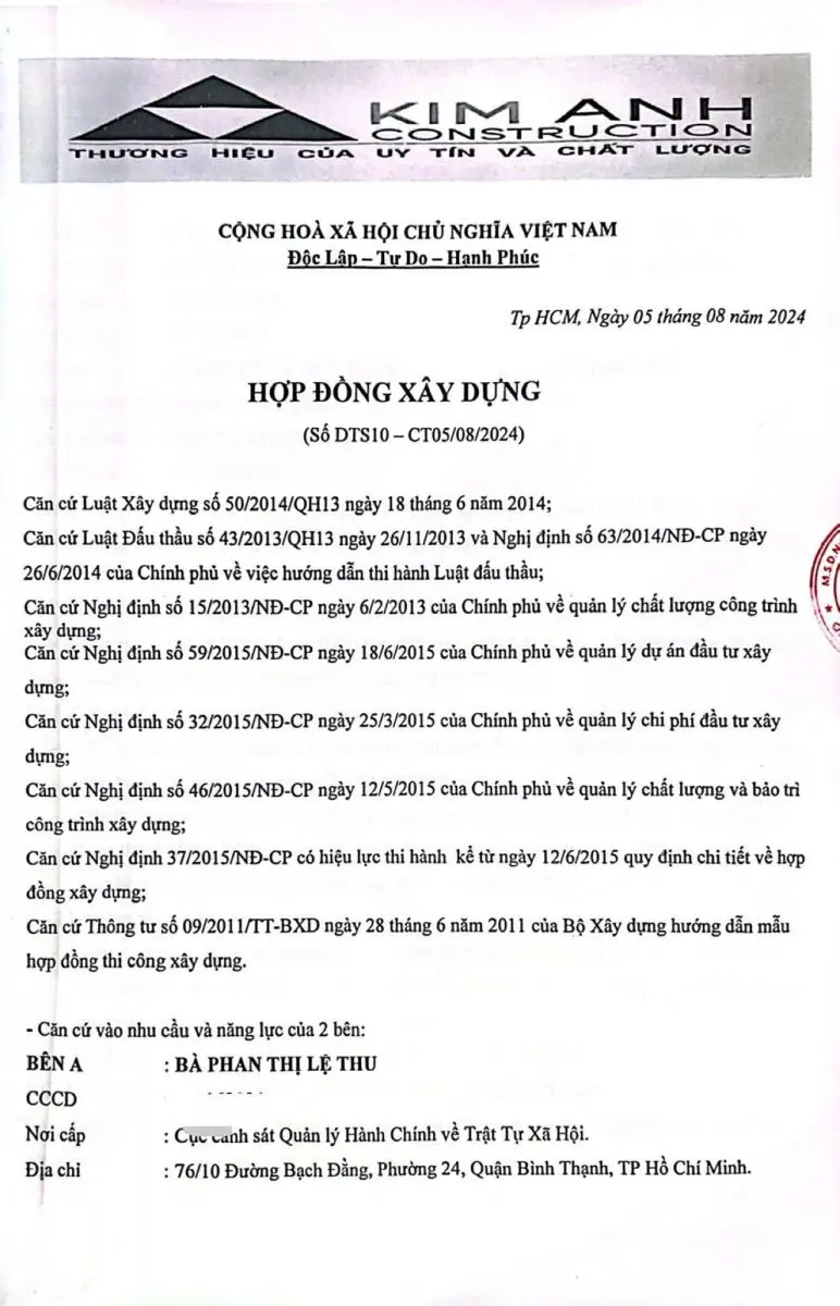 hợp đồng sửa nh&agrave; giữa 2 b&ecirc;n