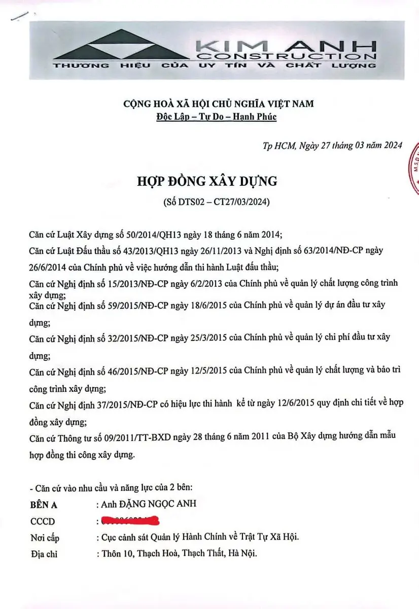 hợp đồng thi c&ocirc;ng sửa nh&agrave; trọn g&oacute;i