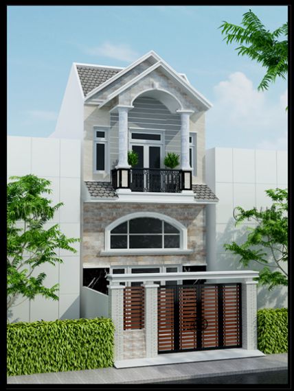 Mẫu thiết kế nhà phố 2 tầng mái thái