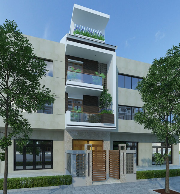 Mẫu nhà phố 3 tầng 1 tum-xaydungkimanh.com