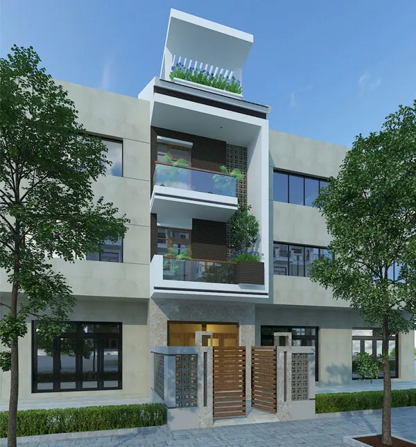 Mẫu nh&agrave; phố 3 tầng 1 tum-xaydungkimanh.com
