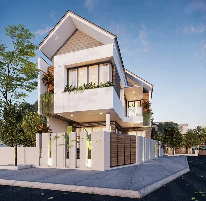 Biệt thự 2 tầng chữ L c&oacute; sự c&aacute;ch điệu