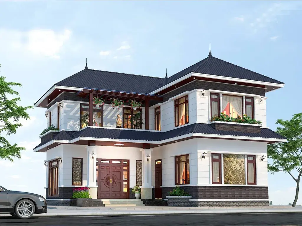 Biệt thự 2 tầng chữ L m&aacute;i Nhật