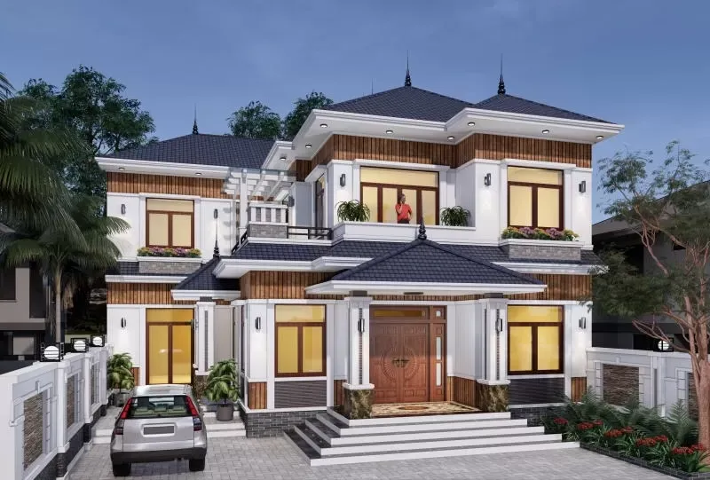 Biệt thự 2 tầng chữ L với không gian rộng rãi