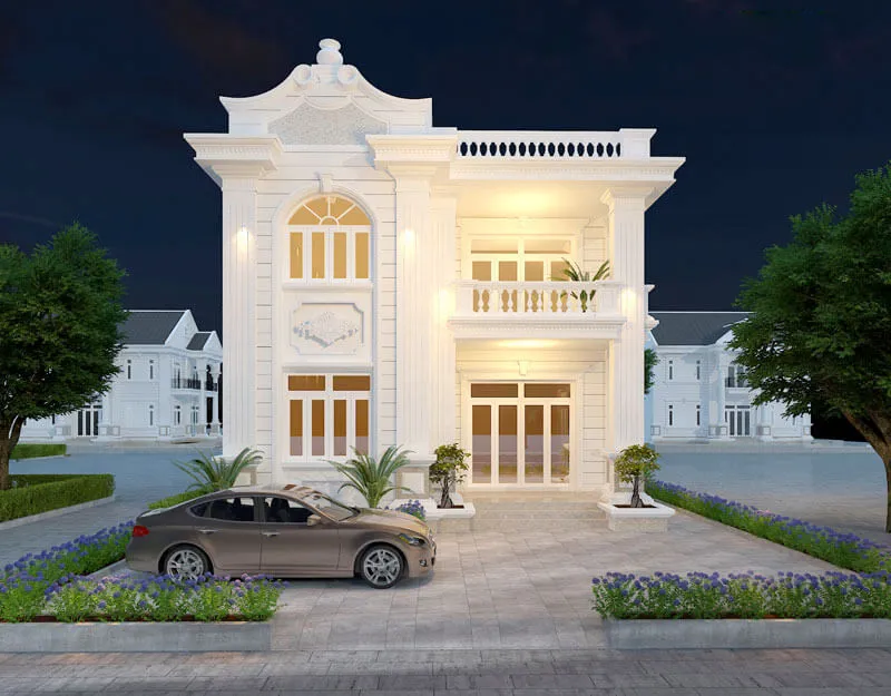 Biệt thự 2 tầng kiểu Pháp nổi bật và sang trọng