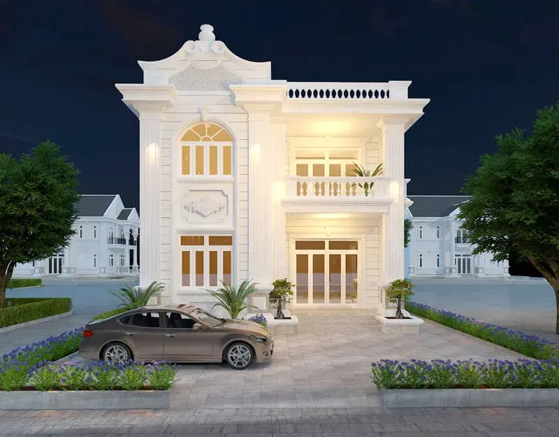 Biệt thự 2 tầng kiểu Ph&aacute;p nổi bật v&agrave; sang trọng