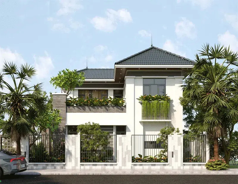 Biệt thự kiểu Nhật c&oacute; kết hợp th&ecirc;m c&acirc;y xanh