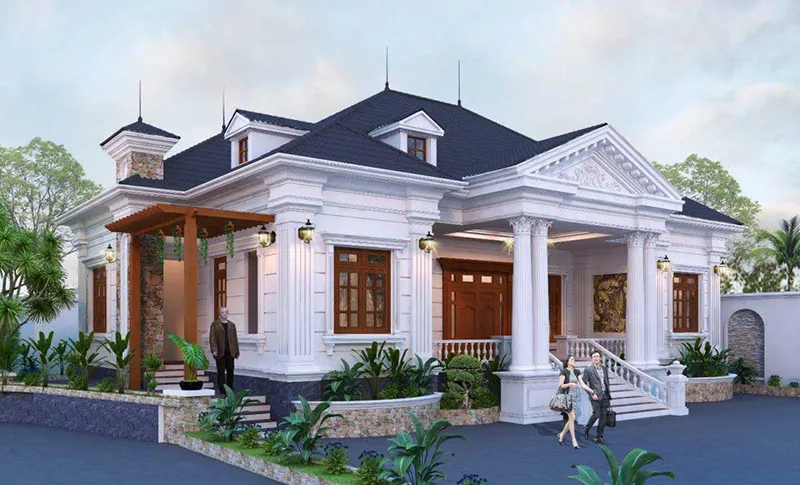 mau nha tan co dien 1 tang - www.xaydungkimanh.com