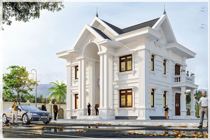 mau nha tan co dien 2 tang - www.xaydungkimanh.com