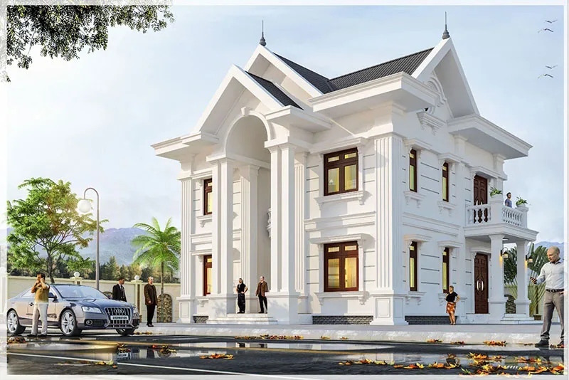 mau nha tan co dien 2 tang - www.xaydungkimanh.com