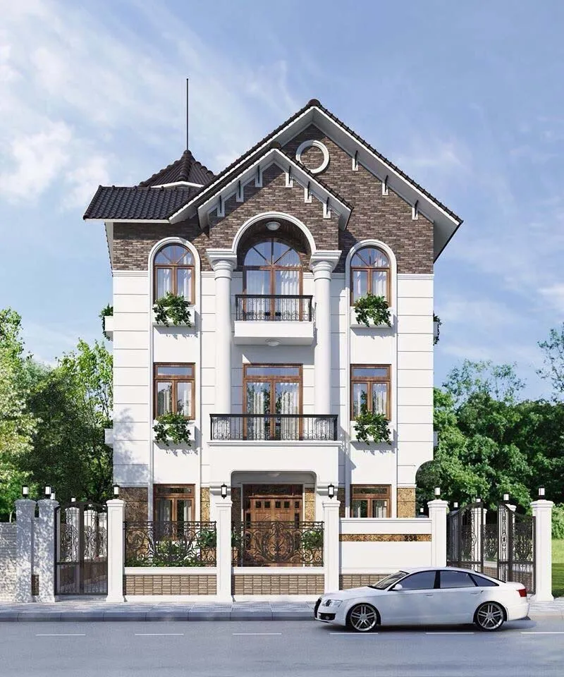 mau nha tan co dien 3 tang - www.xaydungkimanh.com