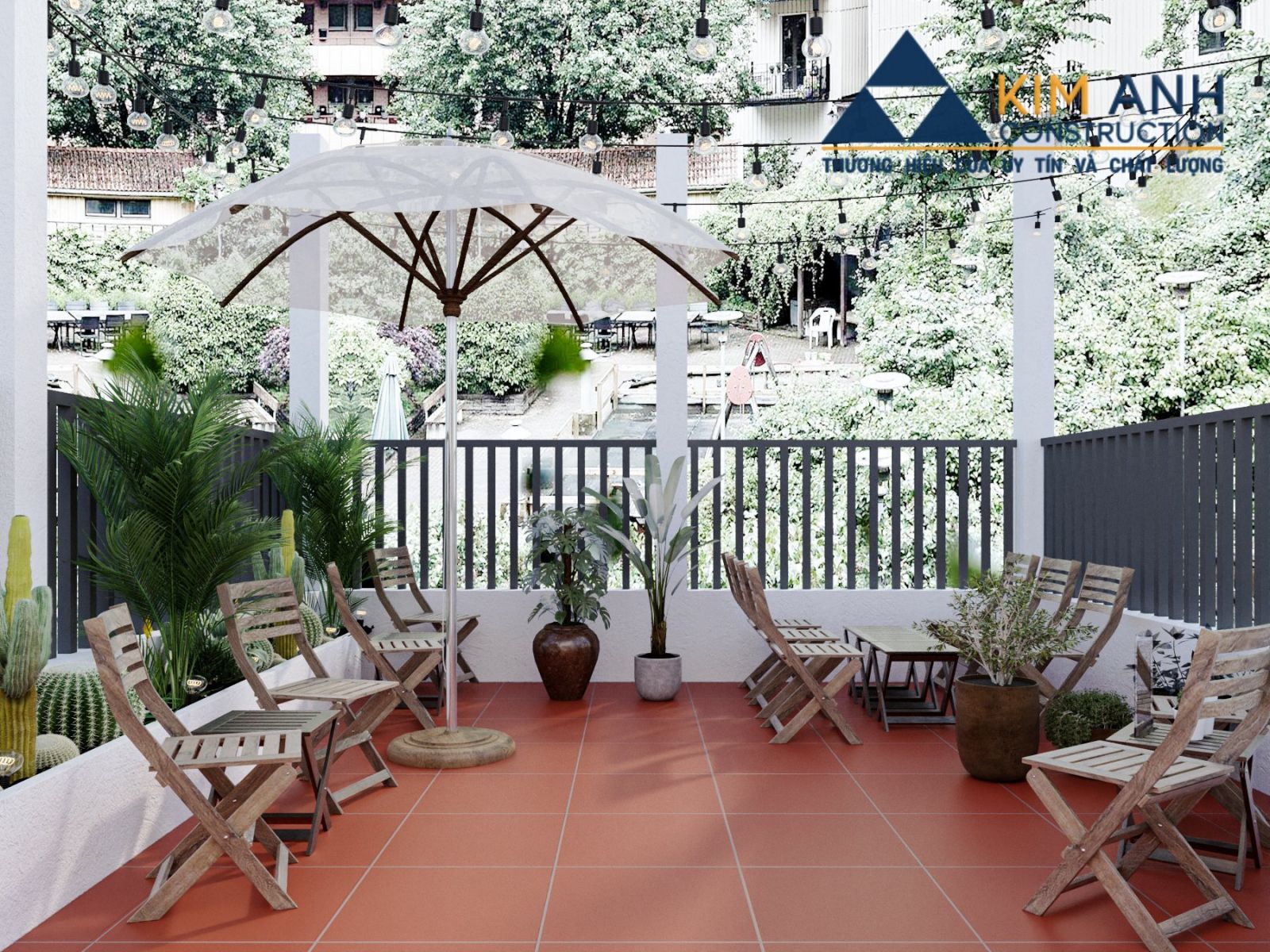 quán cafe kết hợp văn phòng - khu sân thượng