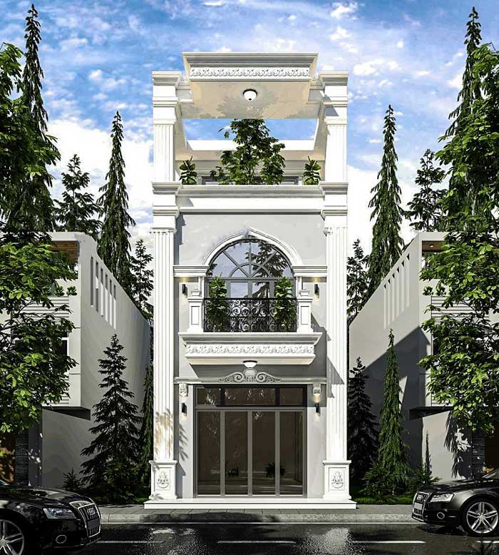 mau nha 2 tang tan co dien 1 tum - www.xaydungkimanh.com