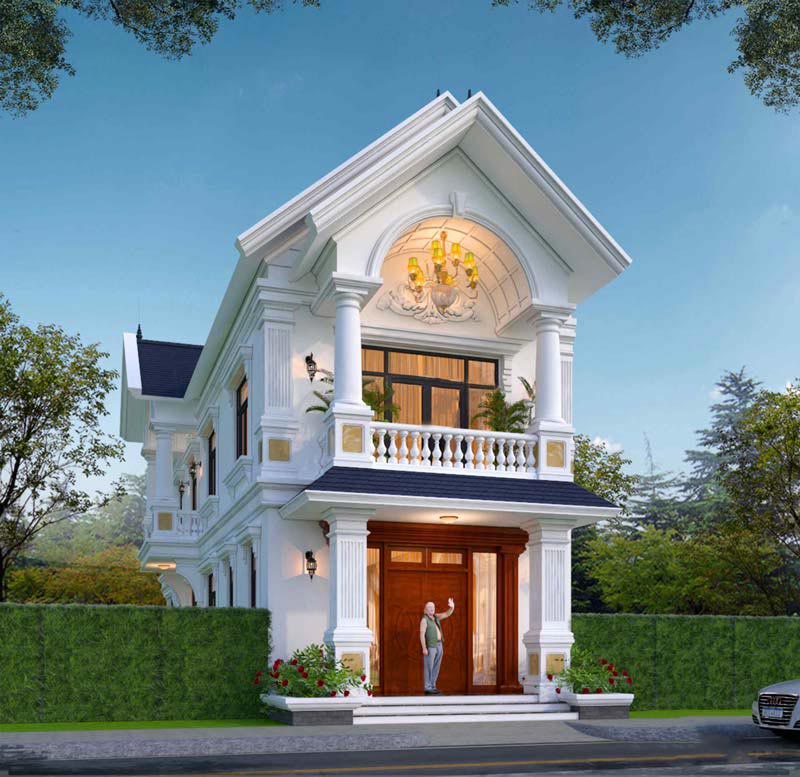 mau nha 2 tang tan co dien mai nhat - www.xaydungkimanh.com