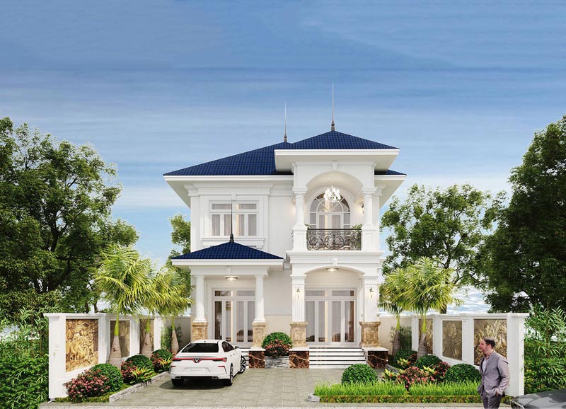 mau nha 2 tang tan co dien mai nhat - www.xaydungkimanh.com