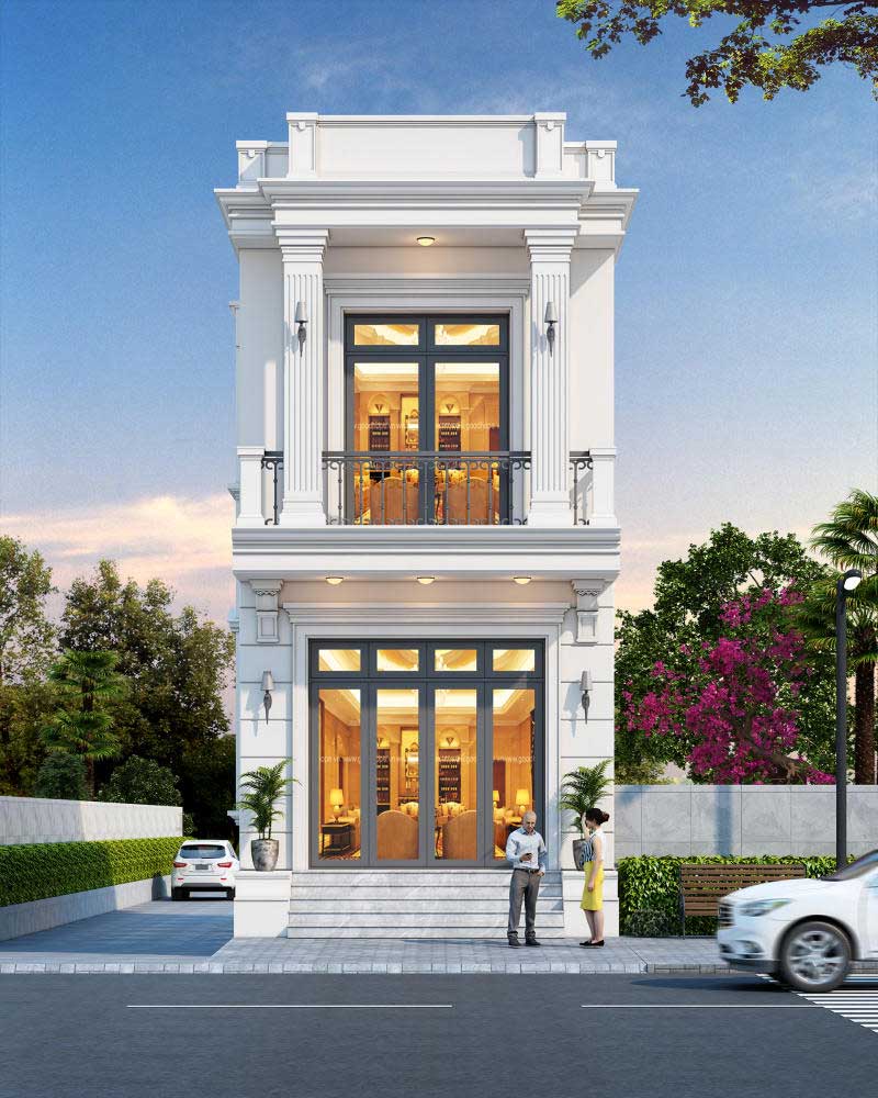 mau nha 2 tang tan co dien mai bang - www.xaydungkimanh.com