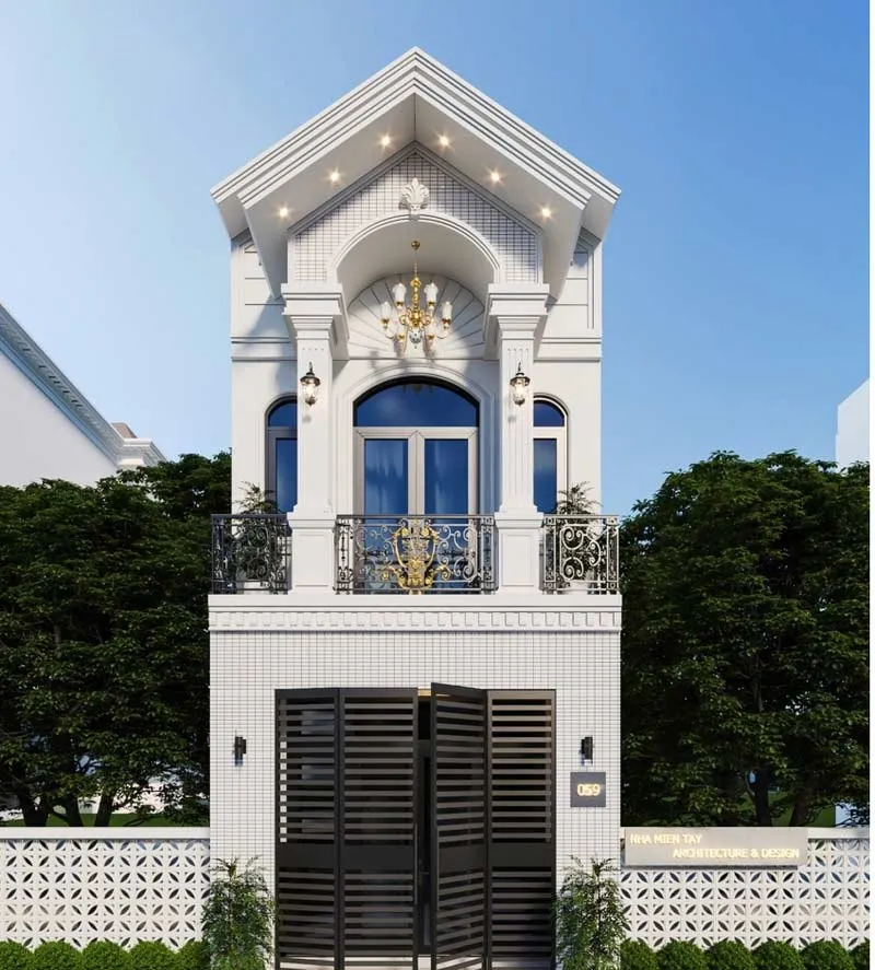 mau nha pho tan co dien 2 tang mai thai - www.xaydungkimanh.com