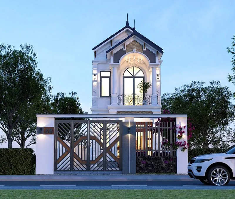 mau nha pho tan co dien 2 tang mai thai - www.xaydungkimanh.com