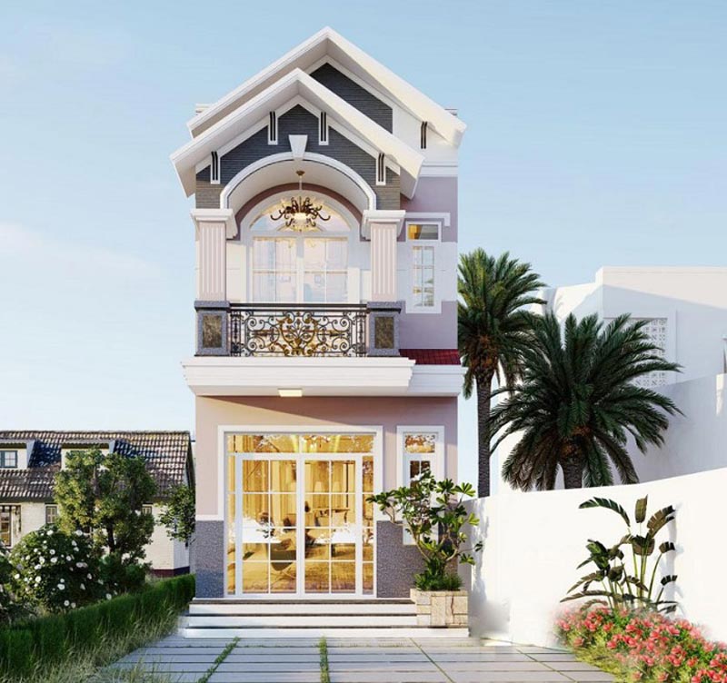 mau nha 2 tang tan co dien san vuon - www.xaydungkimanh.com