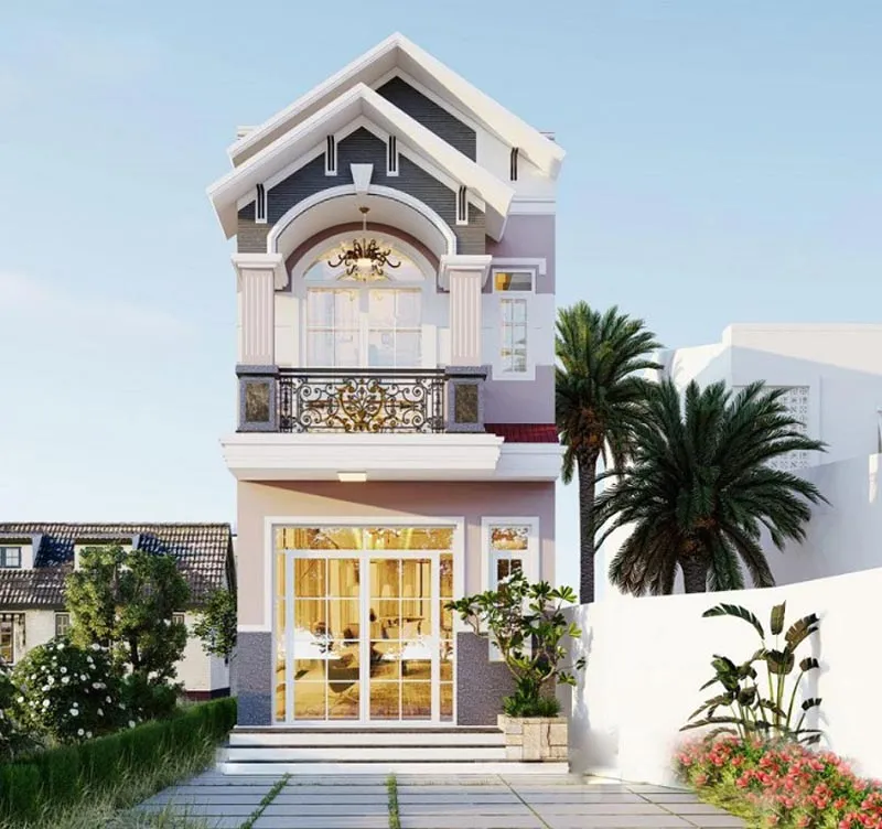 mau nha 2 tang tan co dien san vuon - www.xaydungkimanh.com