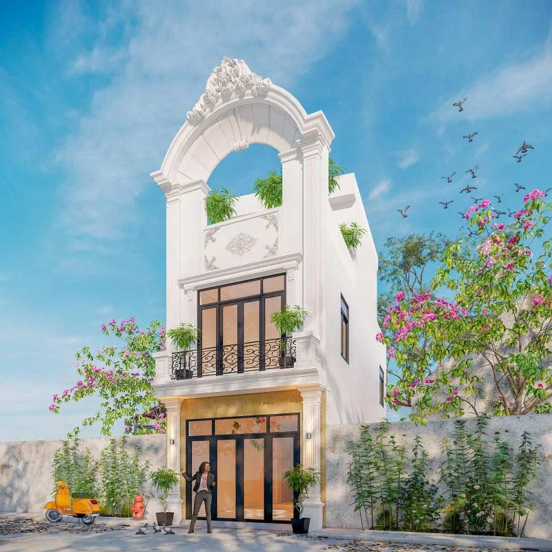 mau nha 2 tang tan co dien nha vuong - www.xaydungkimanh.com