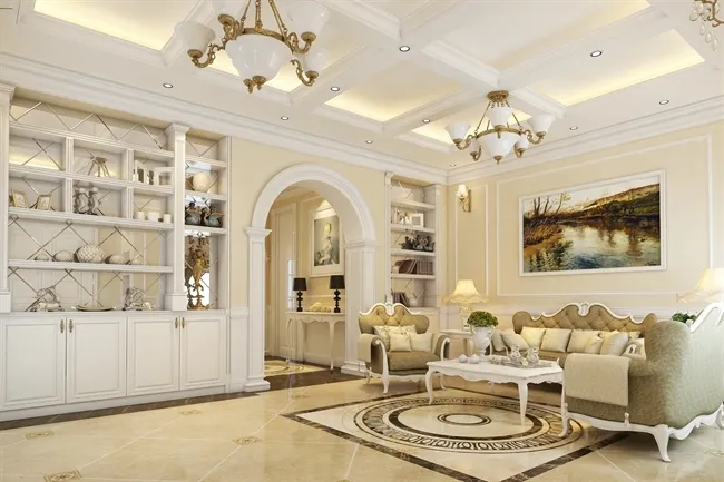 Mẫu thiết kế trần thạch cao ph&ograve;ng kh&aacute;ch số 12