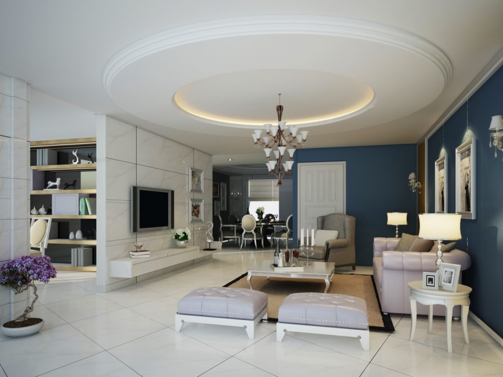 Mau thiet ke tran thach cao phong khach so 17 Mẫu thiết kế trần thạch cao phòng khách số 17