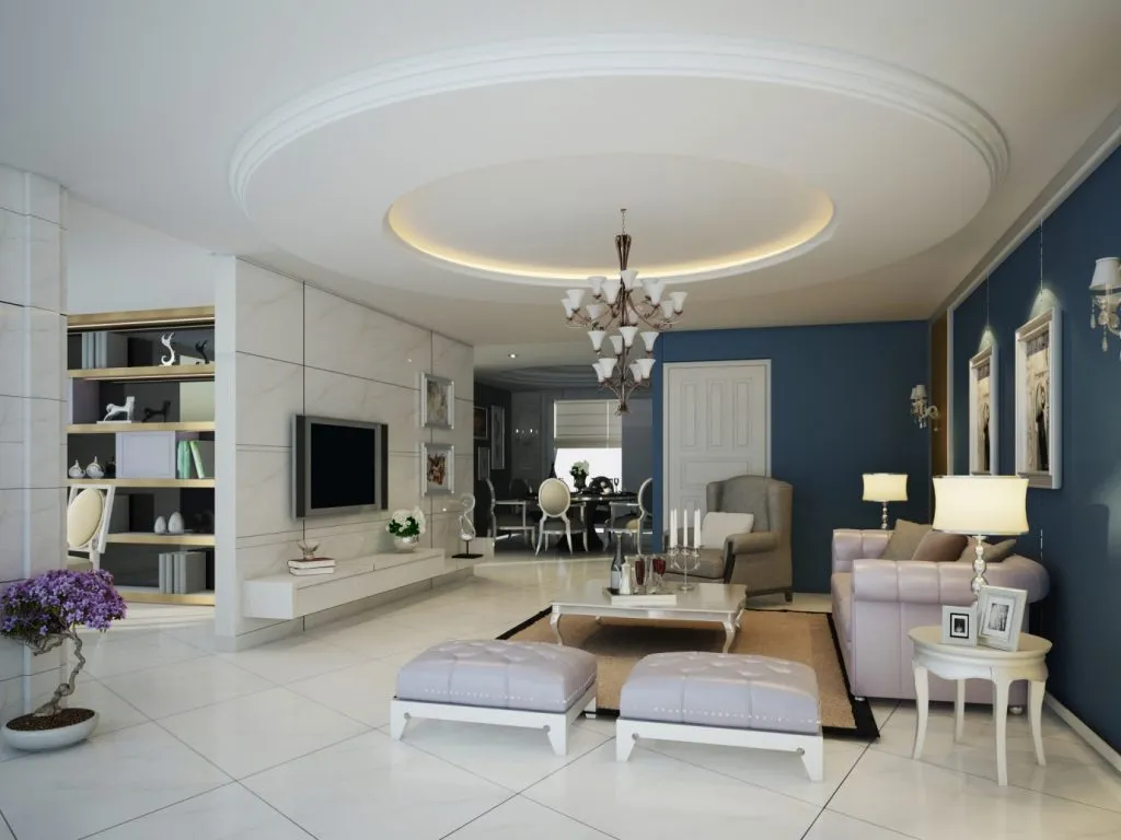 Mẫu thiết kế trần thạch cao ph&ograve;ng kh&aacute;ch số 17