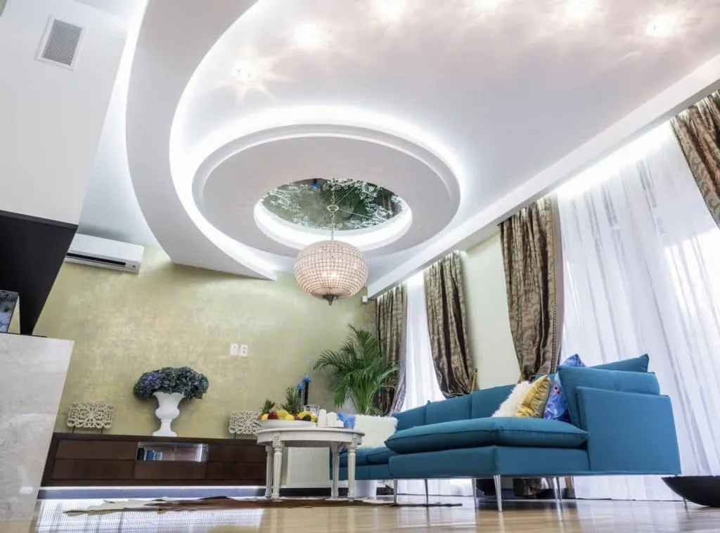 Mẫu thiết kế trần thạch cao ph&ograve;ng kh&aacute;ch số 21